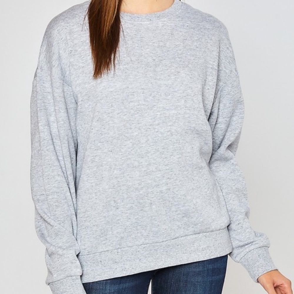 Reflex Cozy Fleece Basic Pullover Sweatshirt Crew Neck Light Heather Gray